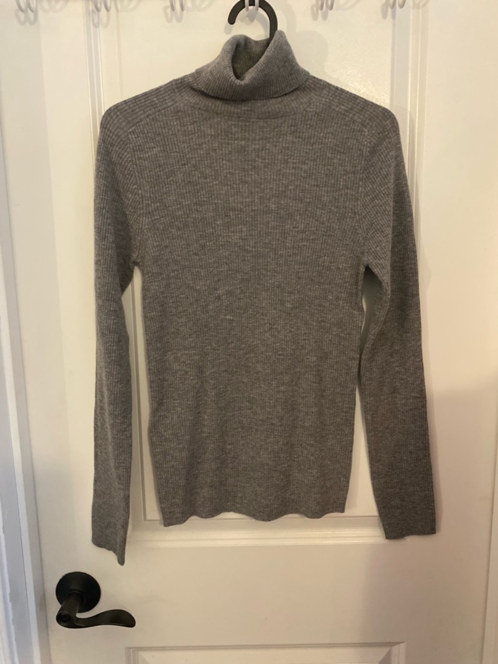 Mango Gray Ribbed Knit Wool Turtleneck